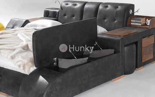Hunky Modern Futuristic All in One Smart Bed With Massage Chair and Speakers