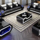 Hunky Modern Leather Dual Tone Smart Sofa Set with Cup Holder and Multi-Color Ambient light