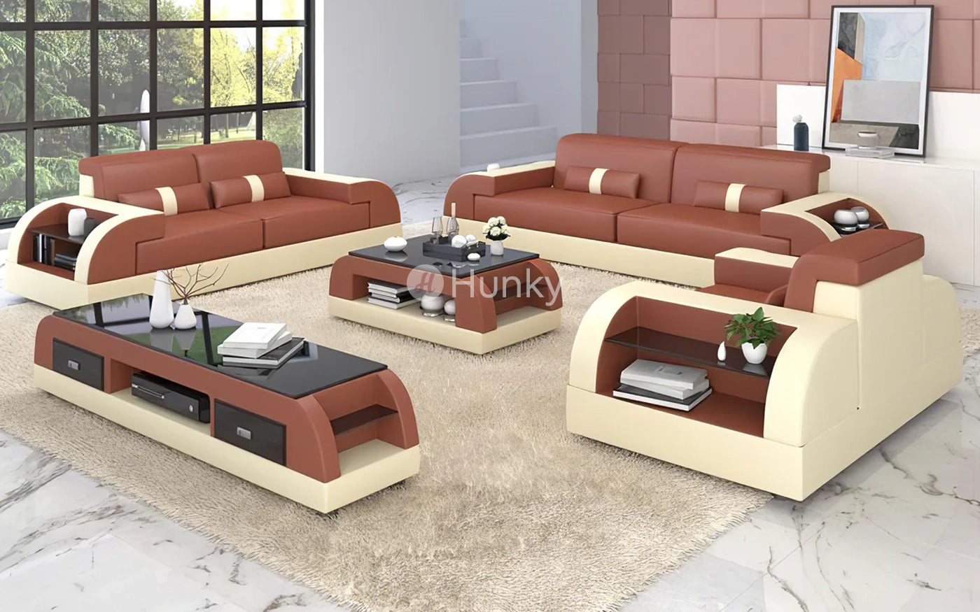 Hunky leatherite Modern Smart Sofa Set With Storage