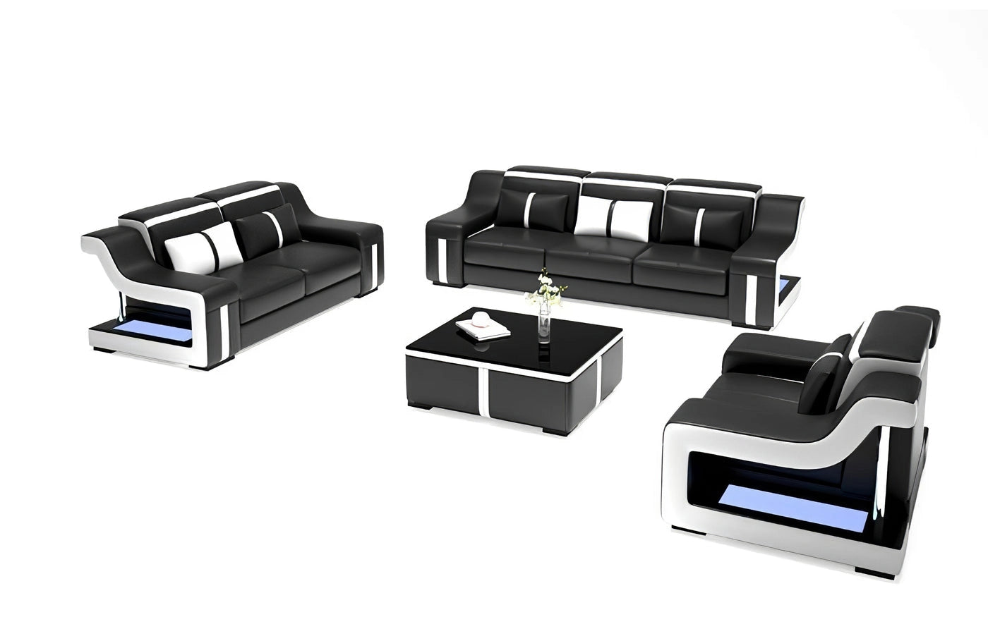 Hunky Modern Smart Sofa Set With Ambient Led Lights