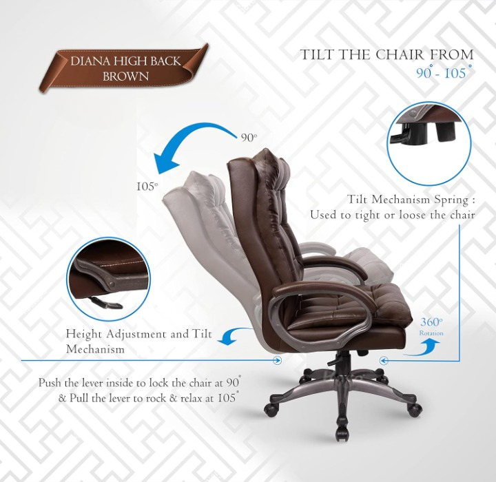 Hunky High Back Revolving office Executive Chair with Lumbar Support