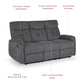 Hunky Stylish Fabric Upholstery 3 Seater Manual Recliner Sofa Set