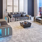 Hunky Dual Tone Leather Modern Smart Sofa Set with Storage and Ambient Led Lights