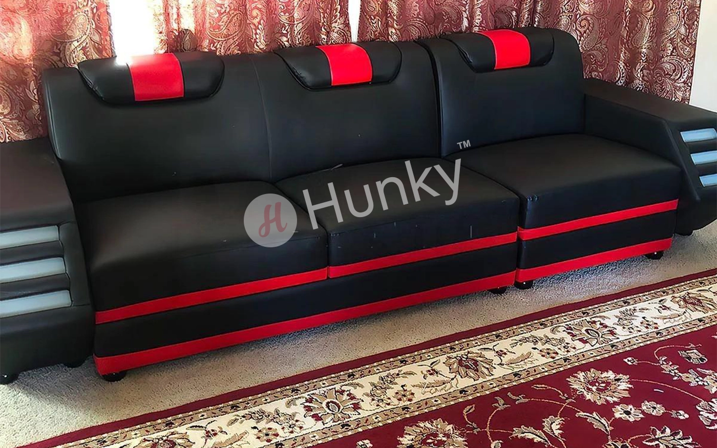 Hunky Modern leatherite Smart Sofa Set With Led Ambient Lights and Storage