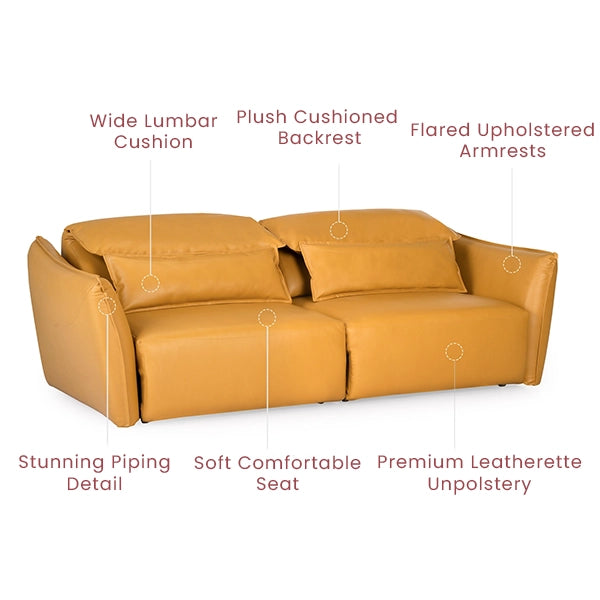 Hunky Premium Modern Leatherette Sofa Set With Extendable Seat