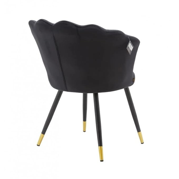 Hunky Curved Back Velvet Puffy Chair with Metal Legs