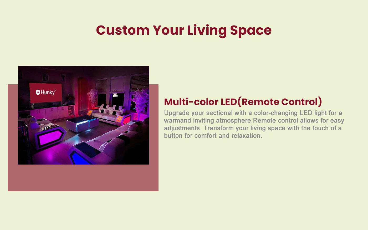 Hunky Modern leatherite Smart Sofa Set With Storage and Ambient LED Light