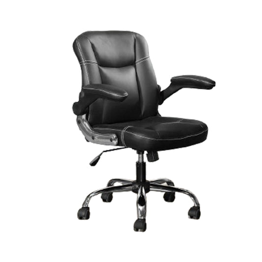 Hunky Medium Back Faux leather Office Boss Chair with Adjustable Height and Armrest