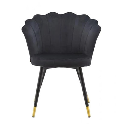 Hunky Curved Back Velvet Puffy Chair with Metal Legs