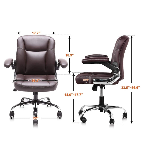 Hunky Medium Back Faux leather Office Boss Chair with Adjustable Height and Armrest