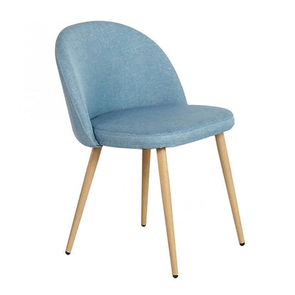 Hunky Round Back Puffy Chair with Velvet Upholstery and Wooden legs